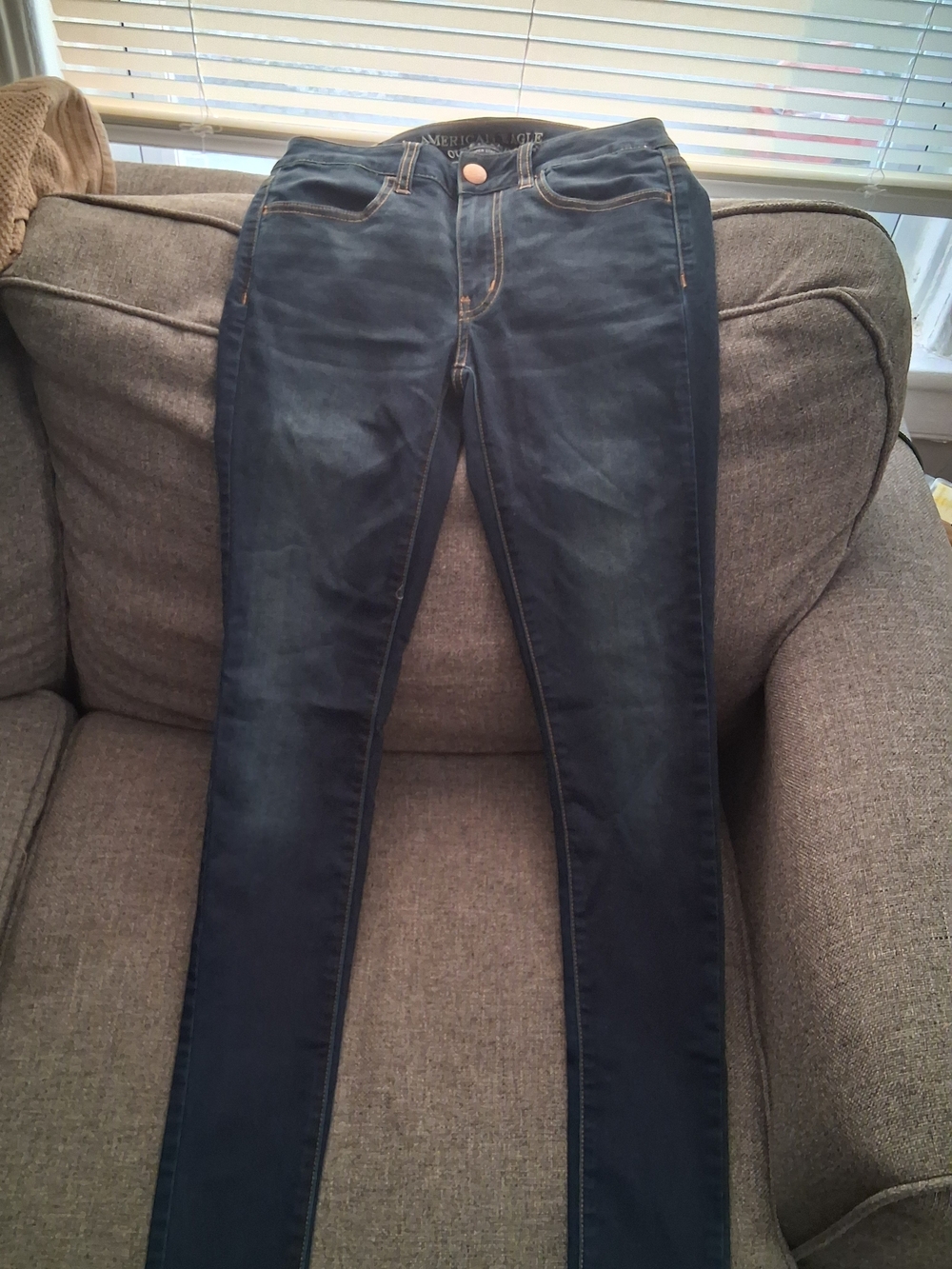 American Eagle Outfitters Navy Skinny Jeans with Faded Detail